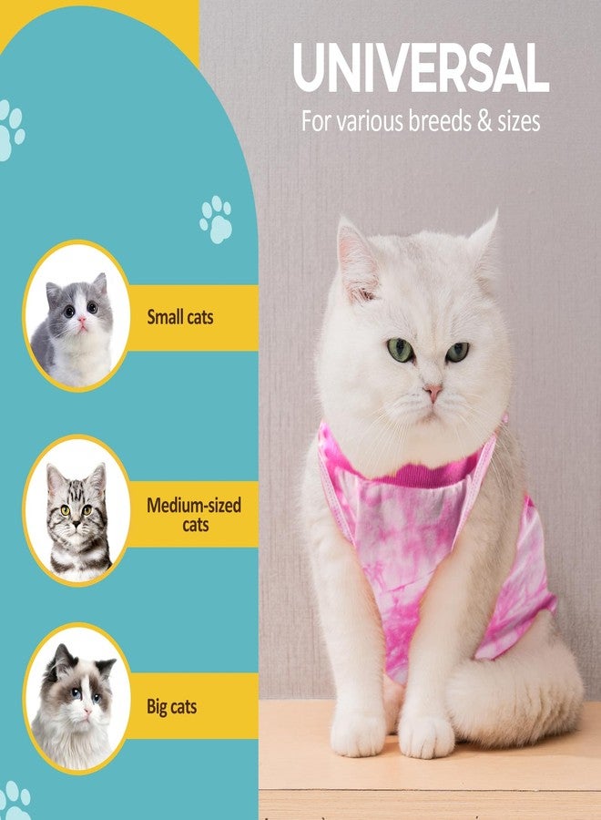 Avont Cat Recovery Suit - Kitten Onesie for Cats After Surgery, Cone of Shame Alternative Surgical Spay Suit for Female Cat, Post-Surgery or Skin Diseases Protection -Tie-dye Pink(M) - Image 5